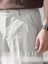 テーラードショートパンツ メンズ シンプル ポケット付き ロゴテープ バックウエストゴム ストレートシルエット 夏 「LUUD」