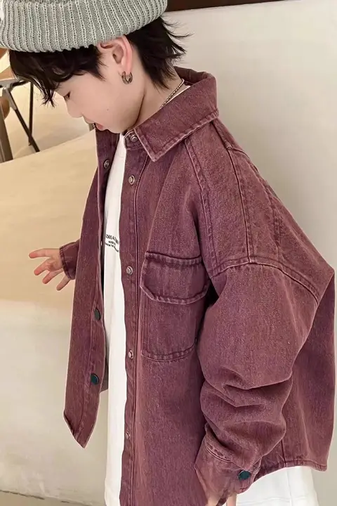 春の新作！男の子用デニムシャツ【韓国風・おしゃれデザイン】