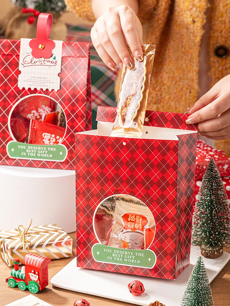 クリスマス包装ボックス スノーフレークとキャラメルのギフト用ペーパーバッグ