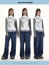 ホワイトウォッシュ加工のダメージデニムパンツ【ゆったりストレート・脚長効果・女性用】（  セットアップ対応）