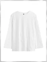 白色コットン長袖Tシャツ【ルーズフィット・春秋用・ウェア】