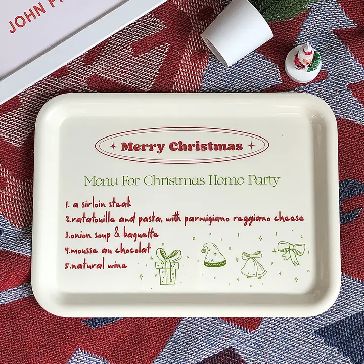 クリスマス装飾トレー【クリームカラー・収納用・韓国風デザイン】