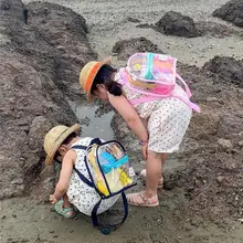 子供用バイカラー防水ビーチバッグ【カートゥーンデザイン・リュックタイプ・男女兼用】（セットア  ップ対応）