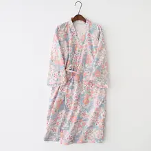 夏用コットンガーゼ製女性用和服スタイルルームウェア【薄手・春秋対応・バスローブ】