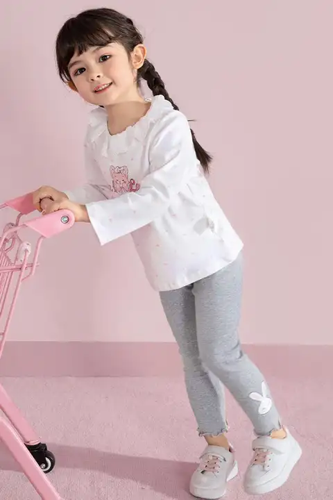女の子用ストライプロングパンツ【春用・快適な着心地】（セットアップ対応）