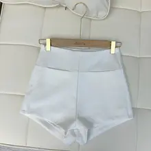 女性用 ハイウエストタイトショートパンツ【サイドジッパー・バックポケット・シンプルデザイン】