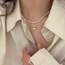 二重パールネックレス【女性用・ロックチェーン・重ね付けデザイン】