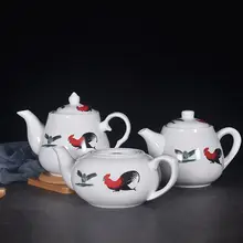 白色陶器ティーポット【大容量・カフェスタイル・クリエイティブデザイン】