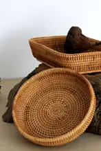 ベトナム製 ラタン収納ボックス【丸型・長方形・茶道・茶器用アクセサリー】