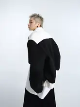 厚手ウール混合コート【男女兼用・ラペルカラー・ワイドショルダー】