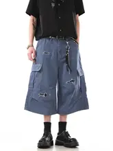 デザイン性重視のダメージ加工カーゴショートパンツ【ストリートスタイル・フィット・七分丈】