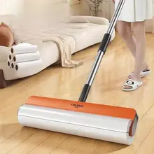 髪の毛やホコリをしっかりキャッチ！ロングハンドル 粘着式クリーニングローラー【簡単掃除・リフィル可能】