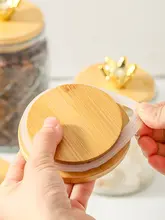 密閉式竹製蓋付き大口径ガラス瓶【厚手・茶葉保存用・ゴムリング付き】