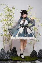 中華風小道士デザインのロリータワンピース【竹墨の美しさ・小僵尸モチーフ】