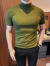 秋季スタイリッシュな半高領短袖Tシャツ【極上の柔らかさ・無地デザイン】