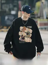 ユニセックス クルーネック長袖スウェットシャツ【カジュアル・ルーズフィット・秋春用】