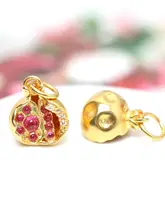 925純銀金メッキザクロデザインのペンダント【DIY用シルバーアクセサリー・ブレスレットやストラップに最適】