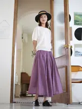 ZAN オリジナル レディース 夏用 リネン Aラインスカート【無地・ミディ丈・シンプルデザイン】