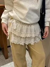 バレエ風 ファッションレースレース半身スカート【重ね着に最適・ヒップラインカバー・細見え効果】（セットアップ対応）