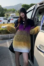 レディース ゆったりニットセーター【春用・ロング丈・スタイル】