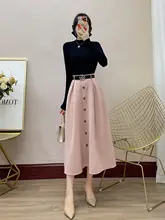 流行の美しい小香風スカートとトップスのセットアップ【ピンク・秋用】（セットアップ対応）