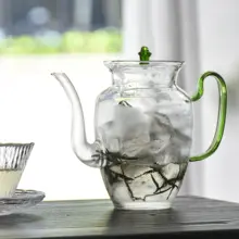 耐熱ガラス製の手持ち茶壺【おしゃれなティーポット・電陶炉対応・煮茶セット】