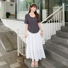 ゆったりとしたデザインのレディースTシャツ【ラウンドネック・ショートスリーブ・シンプルカラー】