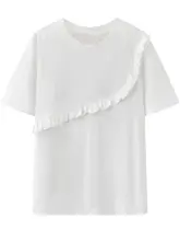 洗練されたデザインの白色短袖Tシャツ【コットン・女性用・極上の柔らかさ】