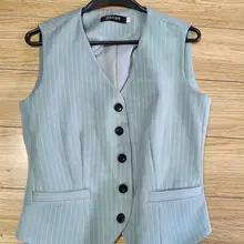 ストライプデザインの女性用ビスチェとワイドパンツ【カジュアル通勤・春夏用】（セットアップ対応）