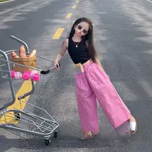 女の子用 夏季ジャンプスーツ【タンクトップ・ワイドパンツ・おしゃれデザイン】（セットアップ対応）