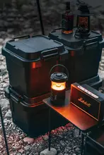 アウトドア用収納ボックス【ブラック・車のトランク整理・厚手・座れるプラスチック製】