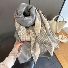千鳥格デザインの二重使いストール【極上の柔らかさ・厚手・秋冬用】