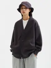 BUTTBILL メンズ 400Gワッフル素材カーディガン【レトロ・Vネック・長袖】