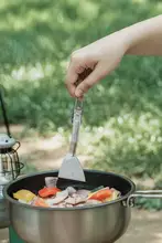 必唯純チタン製 折りたたみミニフライ返し【軽量・携帯便利・キャンプ用・調理器具】