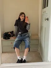 ストライプとドットのデザイン！レディース長袖Tシャツ【春用・クルーネック・おしゃれな重ね着風】