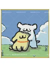 線描の小犬のクロスステッチアート【カートゥーンデザイン・子供部屋用】