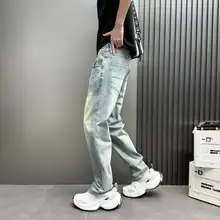 デニムパンツ メンズ ストレート ワイド ルーズ アメリカンスタイル ストリート 秋冬