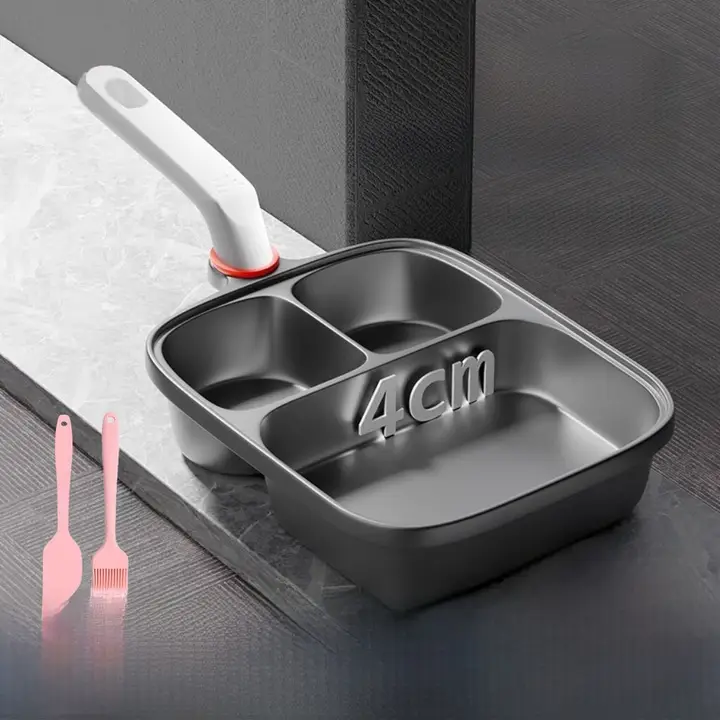 チタン製の三合一朝食鍋【深型・フライパン・ノンスティック・家庭用・卵・ハンバーガー・ステーキ調理可】