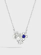 青金石の花デザインネックレス【パールとキュービックジルコニア付き・女性用】
