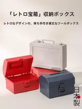 レトロデザインのプラスチック工具箱【ハンドル付き・多機能収納ボックス・ミニサイズ】
