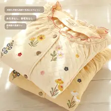 秋冬用のレディース寝間着【加厚保暖・空気層・甘美な刺繍・上下セットアップ対応】