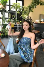 フラワープリントのリバーシブルミニスカート【トップス付き・キャミソールデザイン・女性用】（セットアップ対応）