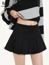 鹿皮绒のハイウエストプリーツミニスカート【Aライン・防透け仕様・秋冬用】（セットアップ対応）