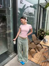 1ess la mode シンプルなデザインの4色選べるタイトフィットラウンドネックTシャツ【レディース・ショートスリーブ】