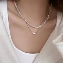 二重パールネックレス【女性用・ロックチェーン・重ね付けデザイン】