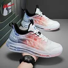 スニーカー メンズ メッシュ 通気性 エアクッション グラデーション バルキーシューズ 秋