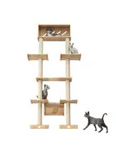 キャットタワー 猫用 無垢材 一体型 爪研ぎ対策