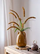 偽の葦のドライフラワー リビング装飾 花アート レトロディスプレイ