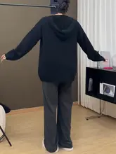 深灰色の高腰ワイドパンツ【ストレート・大きいサイズ・フィット】