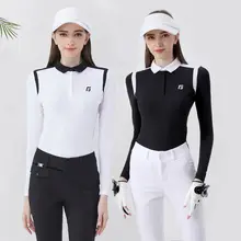 春夏用ゴルフポロシャツ【長袖・韓国風・フィット感あり・バイカラー】（セットアップ対応）